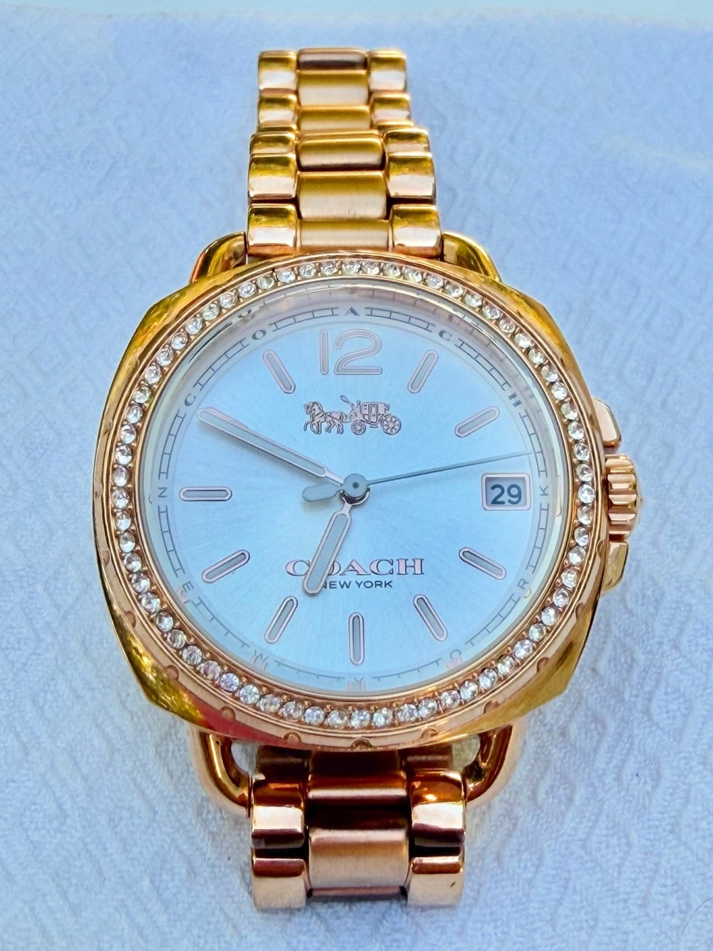 Coach Rose Gold and White Crystal Accent Bracelet Watch